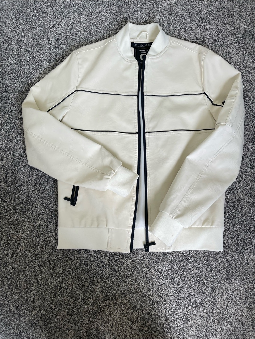 FRIEND Lyric Cream Bomber Jacket with Black Piping